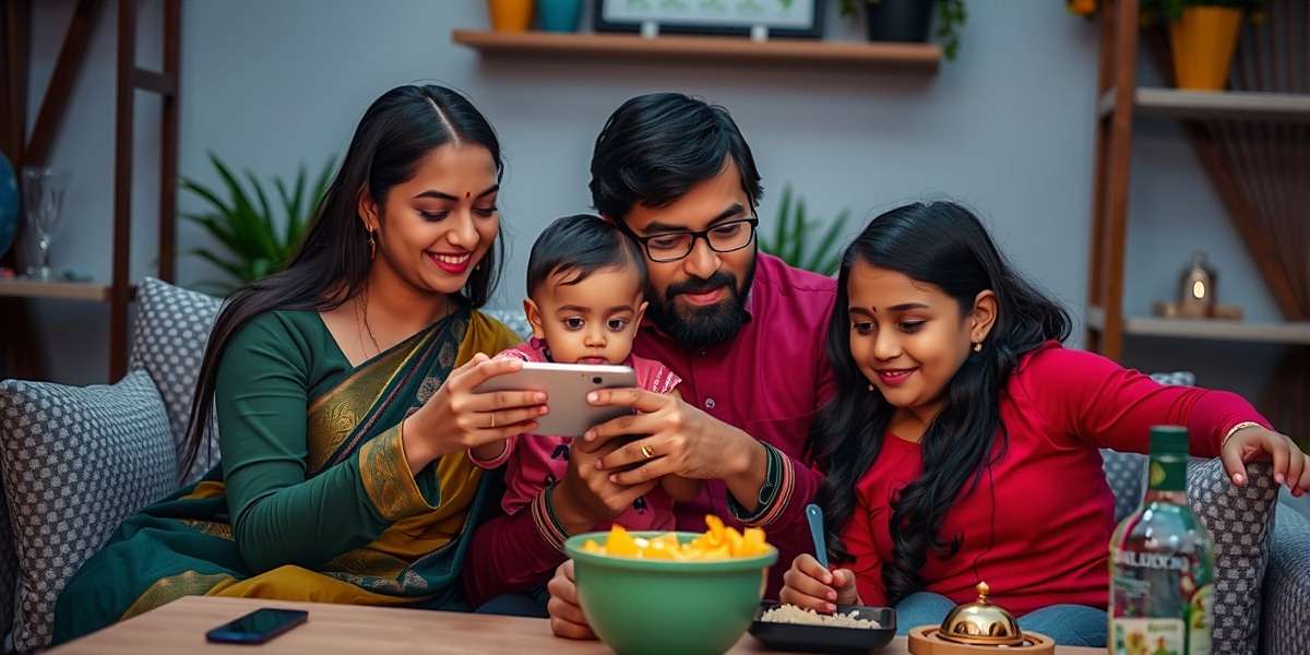 Indian Family Playing Indian Spice Dash Indian family enjoying Indian Spice Dash together on mobile devices